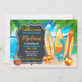Invitation Anniversaire Surf Plage Fun Été (Devant)
