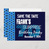 Invitation anniversaire surprise 70 ans motif bleu (Devant / Derrière)