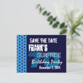 Invitation anniversaire surprise 70 ans motif bleu (Debout devant)