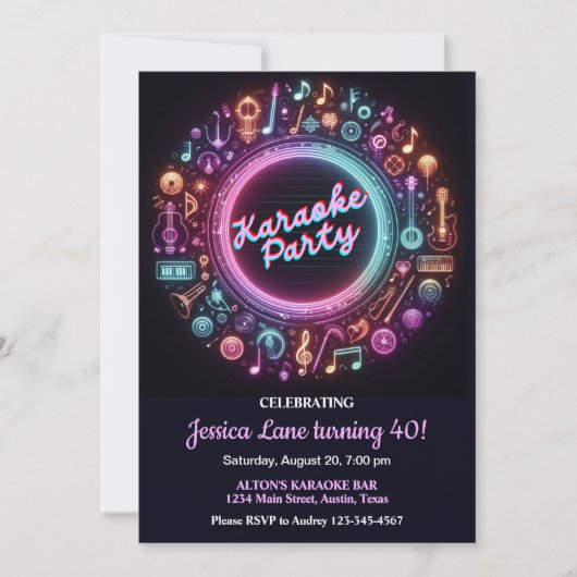 Invitation Anniversaire Surprise Karaoke (Devant)