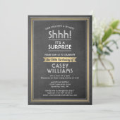Invitation Anniversaire Surprise Party Black Chalkboard et Go (Debout devant)