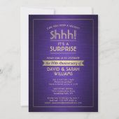 Invitation Anniversaire Surprise Party brossé violet et or (Devant)