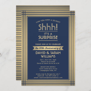Invitation Anniversaire Surprise Party Élégant Marine Blue Go