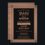 Invitation Anniversaire Surprise Party Élégant noir et cuivre<br><div class="desc">Peux-tu garder un secret ? Famille d'Invitations et amis à une fête d'anniversaire de surprise élégante et passionnante avec des invitations personnalisées en noir et fausse feuille de cuivre. Toute la formulation de ce modèle est simple à personnaliser, y compris le message qui dit "Shhh! C'est une SURPRISE." Le design...</div>