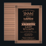 Invitation Anniversaire Surprise Party Élégant noir et cuivre<br><div class="desc">Peux-tu garder un secret ? Famille d'Invitations et amis à une fête d'anniversaire de surprise élégante et passionnante avec des invitations personnalisées en noir et fausse feuille de cuivre. Toute la formulation de ce modèle est simple à personnaliser, y compris le message qui dit "Shhh! C'est une SURPRISE." Le design...</div>