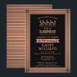 Invitation Anniversaire Surprise Party Élégant noir et cuivre<br><div class="desc">Peux-tu garder un secret ? Famille d'Invitations et amis à une fête d'anniversaire de surprise élégante et passionnante avec des invitations personnalisées en noir et fausse feuille de cuivre. Toute la formulation de ce modèle est simple à personnaliser, y compris le message qui dit "Shhh! C'est une SURPRISE." Le design...</div>