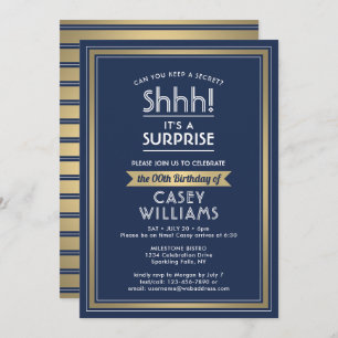 Invitation Anniversaire Surprise Party Marine Bleu, Blanc et 