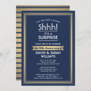 Invitation Anniversaire Surprise Party Marine Bleu, Blanc & O