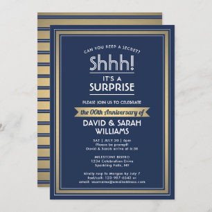 Invitation Anniversaire Surprise Party Marine Bleu, Blanc & O