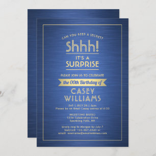 Invitation Anniversaire Surprise Party Shhh! Bleu et or bross