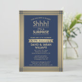 Invitation Anniversaire Surprise Party Shhh! Marine bleu et o (Debout devant)