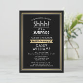 Invitation Anniversaire Surprise Party Shhh! Noir, Blanc et O (Debout devant)