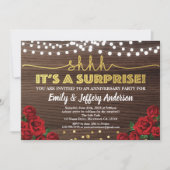 Invitation anniversaire surprise rose rouge (Devant)