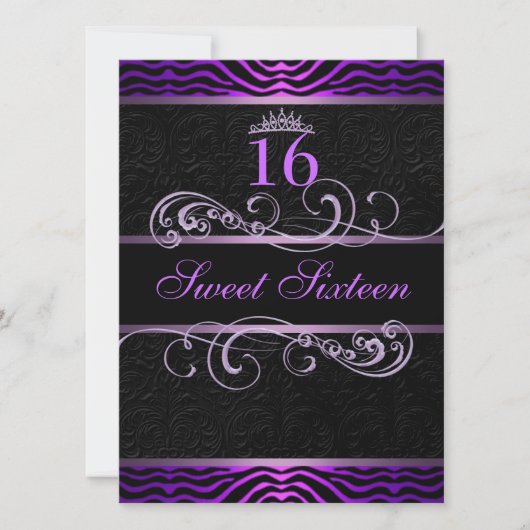 Invitation anniversaire Sweet16 avec impression zè (Devant)