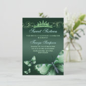 Invitation anniversaire Sweet16 papillon et diadèm (Debout devant)