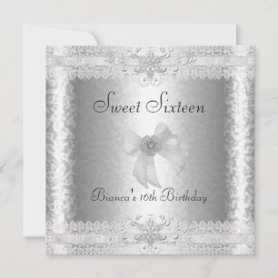 Invitation Anniversaire Sweet 16 Élégant Fleurs Blanches Arge