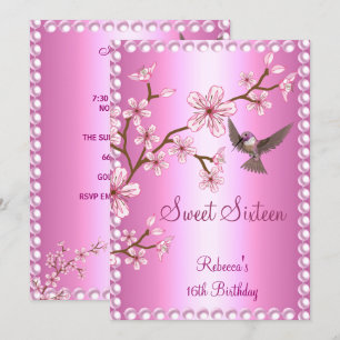 Invitation Anniversaire Sweet 16 Fleur de perle rose asiatiqu