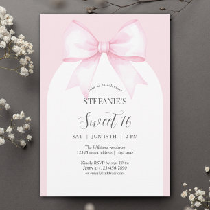 Invitation Anniversaire Sweet 16 Roseau Aquarelle Élégant