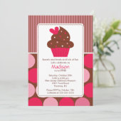 Invitation Anniversaire Sweet Heart Cupcake Rose B (Debout devant)