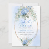 Invitation Anniversaire Sweet Seize Imprimable Hydrangea Bleu (Devant)