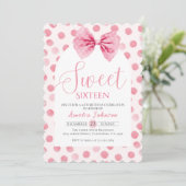 Invitation Anniversaire Sweet sixteen de la Bow rose rousse (Debout devant)