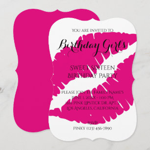 Invitation Anniversaire Sweet sixteen de la fille Hot rose Li