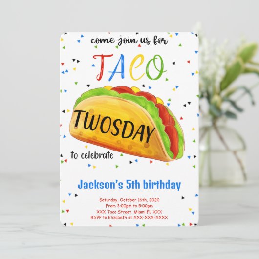 Invitation anniversaire Taco modifiable (Debout devant)