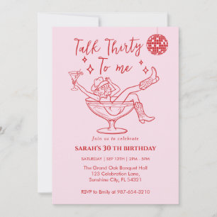 Invitation Anniversaire Talk Thirty To Me Fête rétro fille