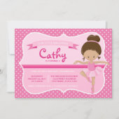 Invitation Anniversaire Tan Pink Ballerina (Devant)
