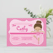Invitation Anniversaire Tan Pink Ballerina (Debout devant)