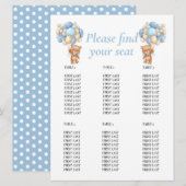 Invitation Anniversaire Teddy Balloon Bleu Garçon (Devant / Derrière)