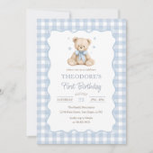 Invitation Anniversaire Teddy Bear Blue Balloon (Devant)