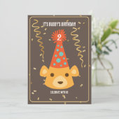 Invitation Anniversaire Teddy Bear Portant un Casquette de fê (Debout devant)