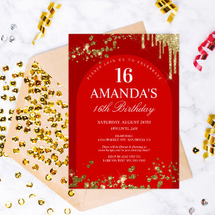 Invitation Anniversaire tendance avec gouttes de paillettes r