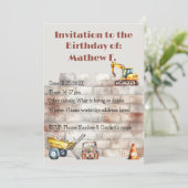 Invitation Anniversaire Terreux sur le thème de la Constructi (Debout devant)