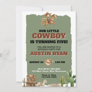 Invitation Anniversaire Thématique Western Cowboy Rustique