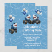 Invitation Anniversaire Thème Camion Monstre Requin (Devant / Derrière)