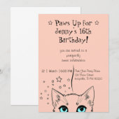 Invitation Anniversaire Thème Chat 16 Ans Sucré (Devant / Derrière)