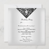 Invitation Anniversaire Thème Diamant Noir et Léopard Blanc (Dos)