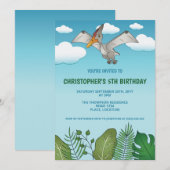 Invitation Anniversaire Thème Dinosaure Ptéranodonte Volant C (Devant / Derrière)