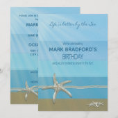 Invitation Anniversaire, Thème Océanique, Starfish (Devant / Derrière)
