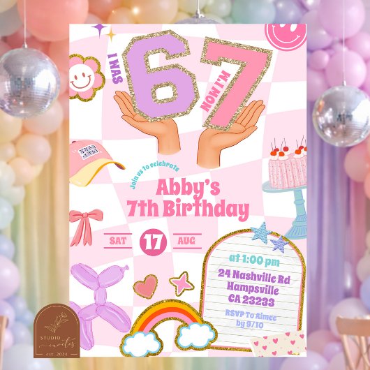Invitation Anniversaire Thème Patch Rétro 67