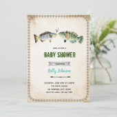 Invitation anniversaire thème pêche vintage douche (Debout devant)