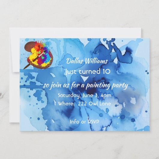 Invitation Anniversaire Thème Peinture Artiste (Dos)
