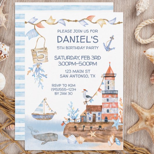 Invitation Anniversaire Thème Phare Marin