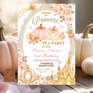 Invitation Anniversaire Thème Princesse Citrouille d'Automne