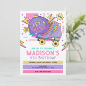 Invitation Anniversaire Thème Rétro Roller Skate 80s 90s (Debout devant)