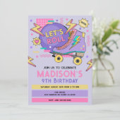 Invitation Anniversaire Thème Rétro Roller Skate 80s 90s (Debout devant)