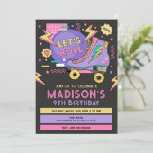 Invitation Anniversaire Thème Rétro Roller Skate 80s 90s (Debout devant)