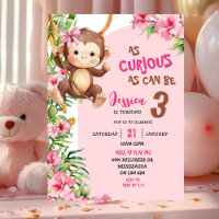 Anniversaire Thème Savannah Singe Curieux Rose